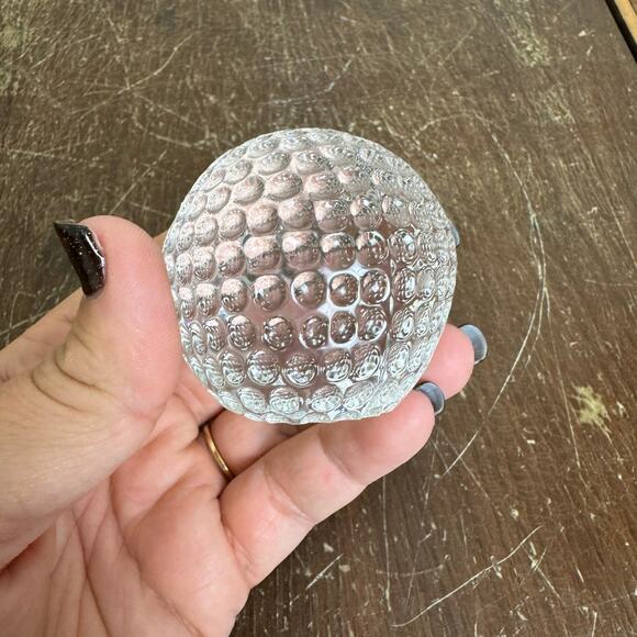 Vintage Solid Clear Glass Dimpled Golf‎ Ball 2 1/2" Paperweight - Picture 2 of 8